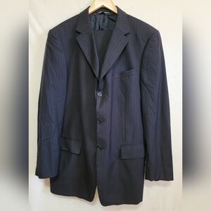Men's Talbots Pinstriped Coat/Pant Suit Set, Black, 44L /36 W, Pre-owned